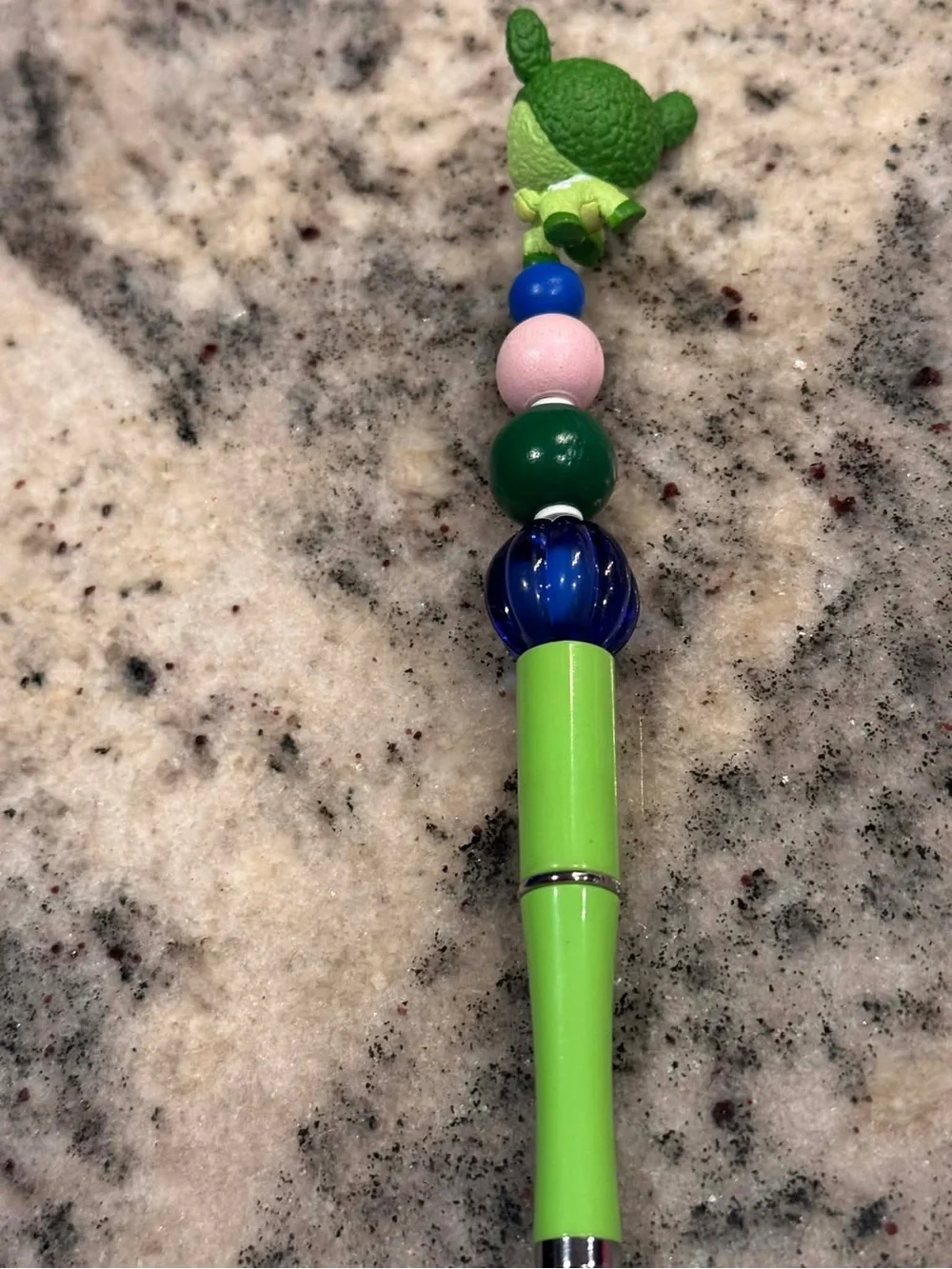 Hand Crafted Green & Pink Beaded Pen